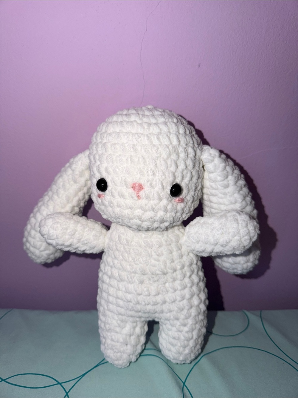 New White Plush Crochet Bunny Stuffed Toy